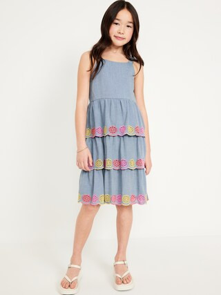 Sleeveless Tiered Eyelet Dress for Girls | Old Navy (US)