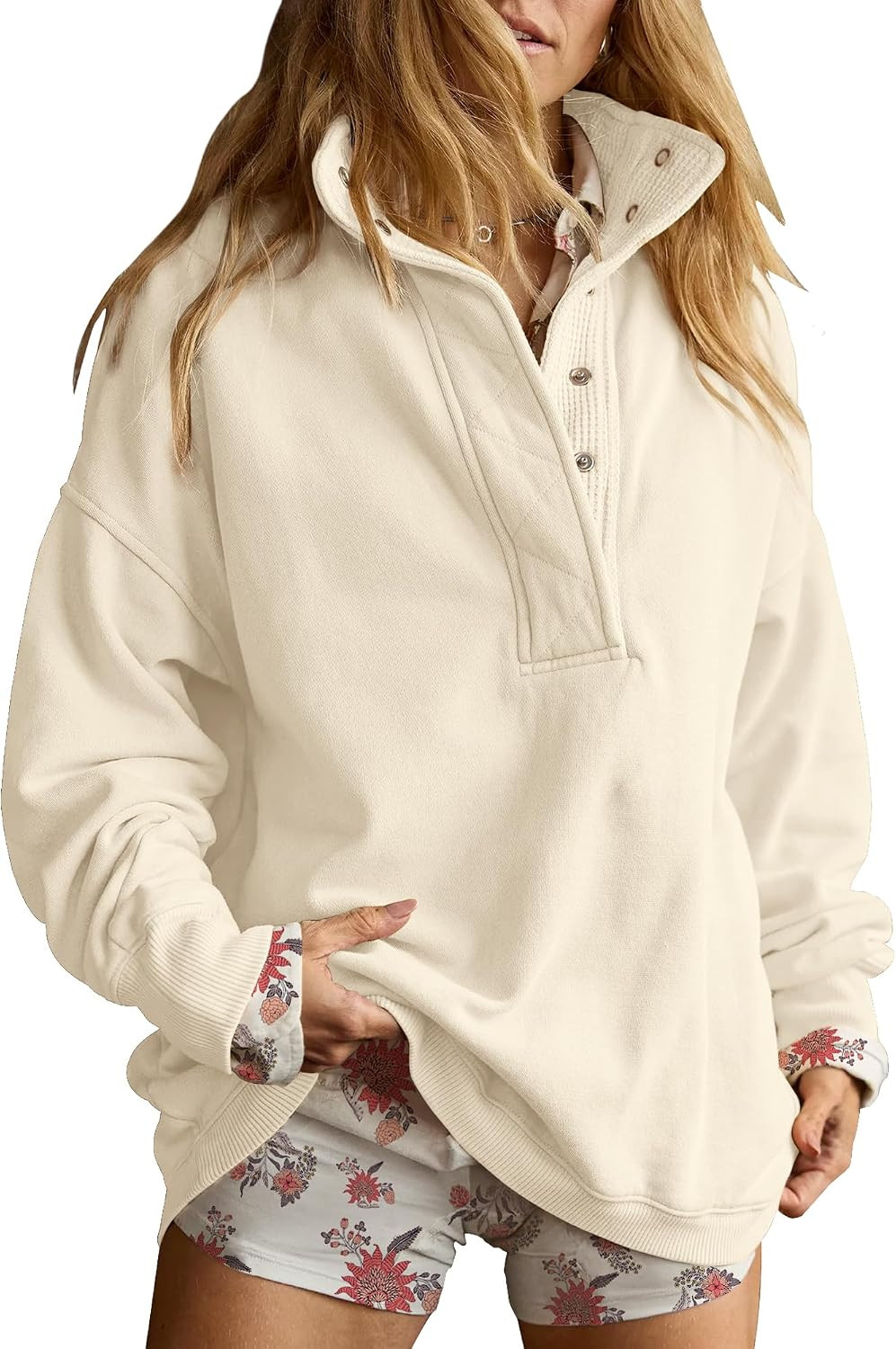 Gacaky Sweatshirt for Women Oversized Henley Neck Pullover Top Fall Outfits | Amazon (US)