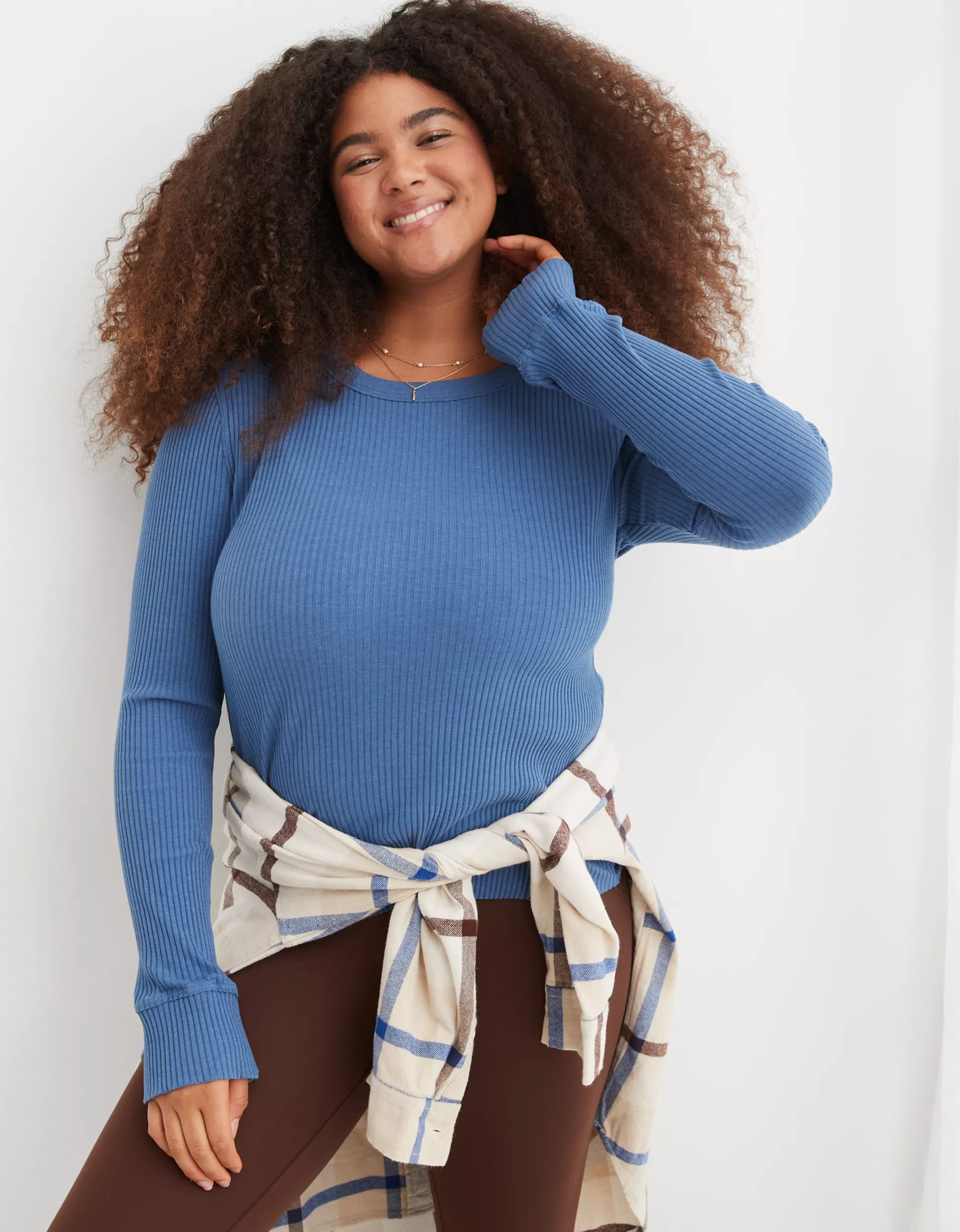 Aerie Fireside Long Sleeve Crewneck T-Shirt | Aerie
