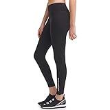 DKNY Women's Tummy Control Workout Yoga Leggings, Black with Ankle Zipper Logo, M | Amazon (US)