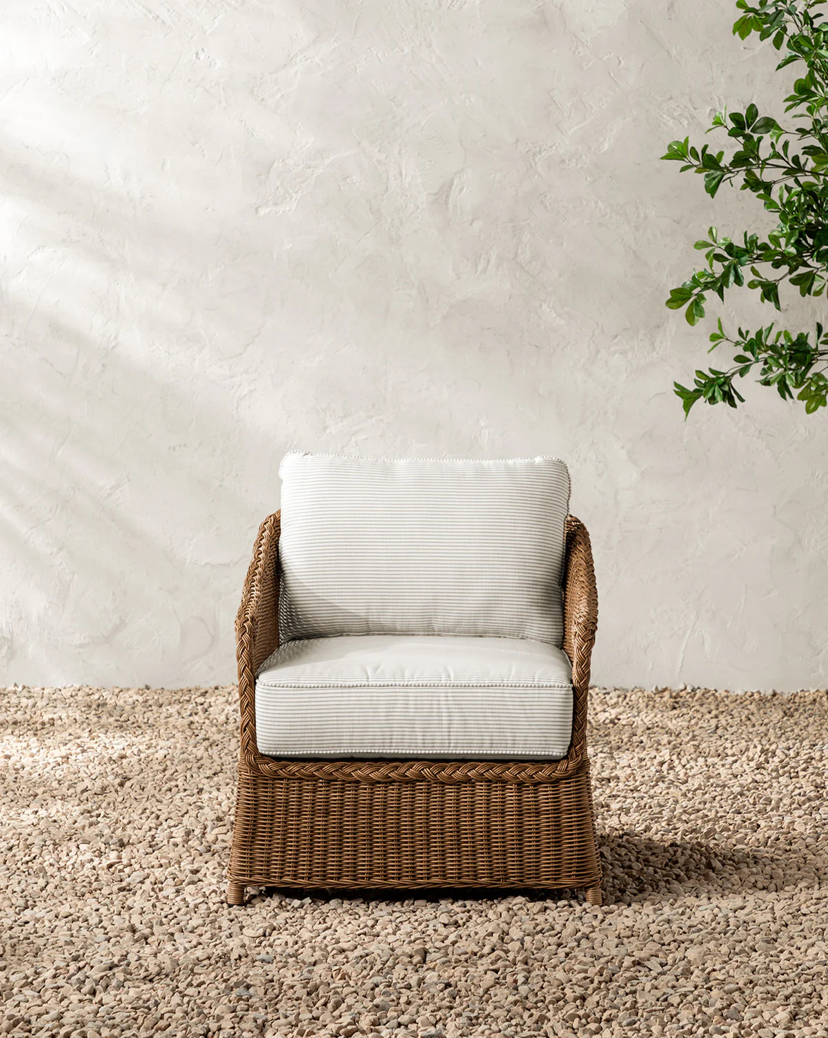 Haviland Outdoor Lounge Chair with Perennials Taupe Stripe | McGee & Co. (US)