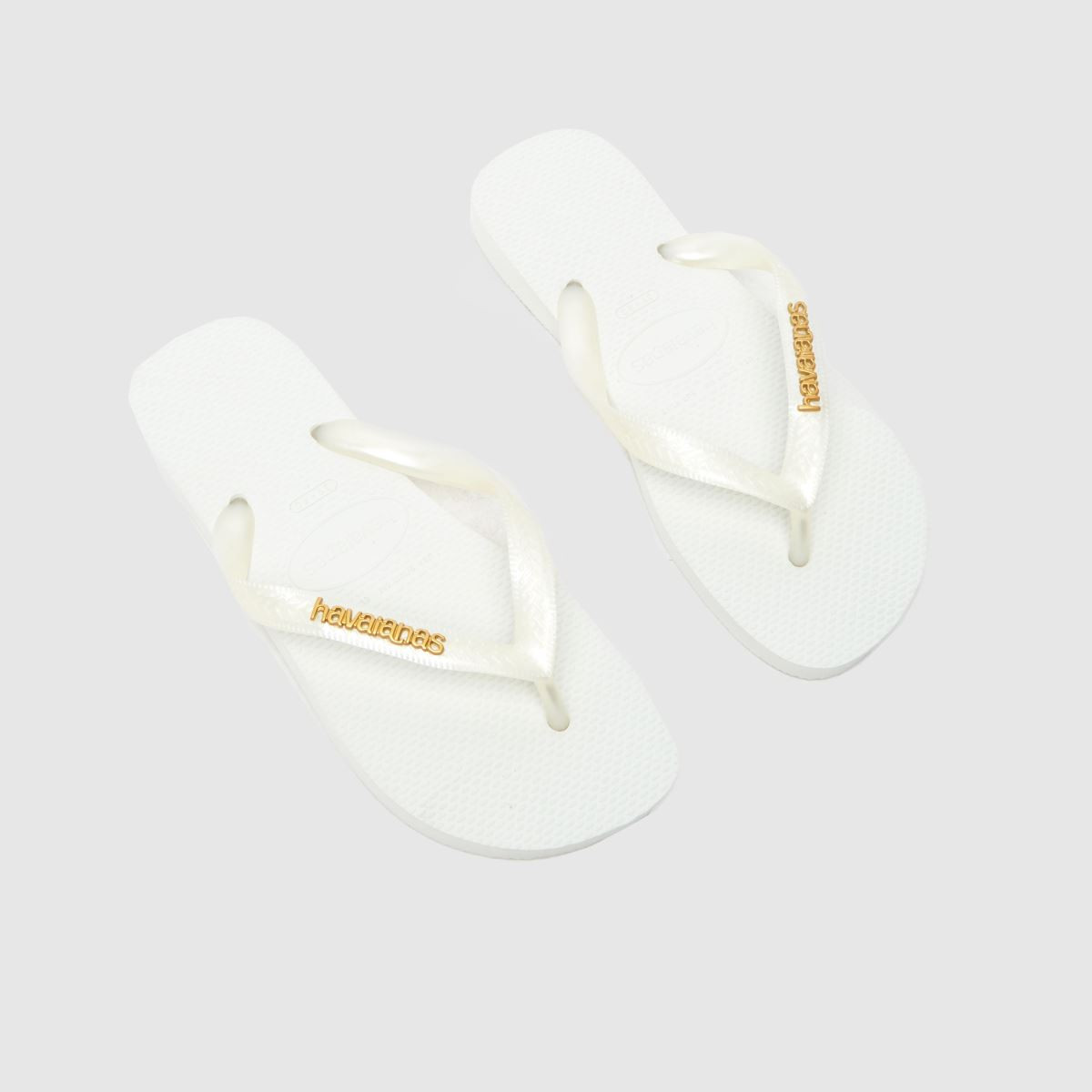 Womens White Havaianas Logo Metallic Flip Sandals | schuh | Schuh