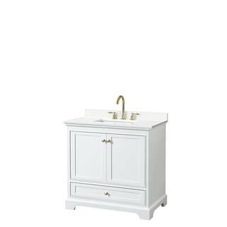 Deborah 36 in. W x 22 in. D x 35 in. H Single Bath Vanity in White with White Qt. Top | The Home Depot