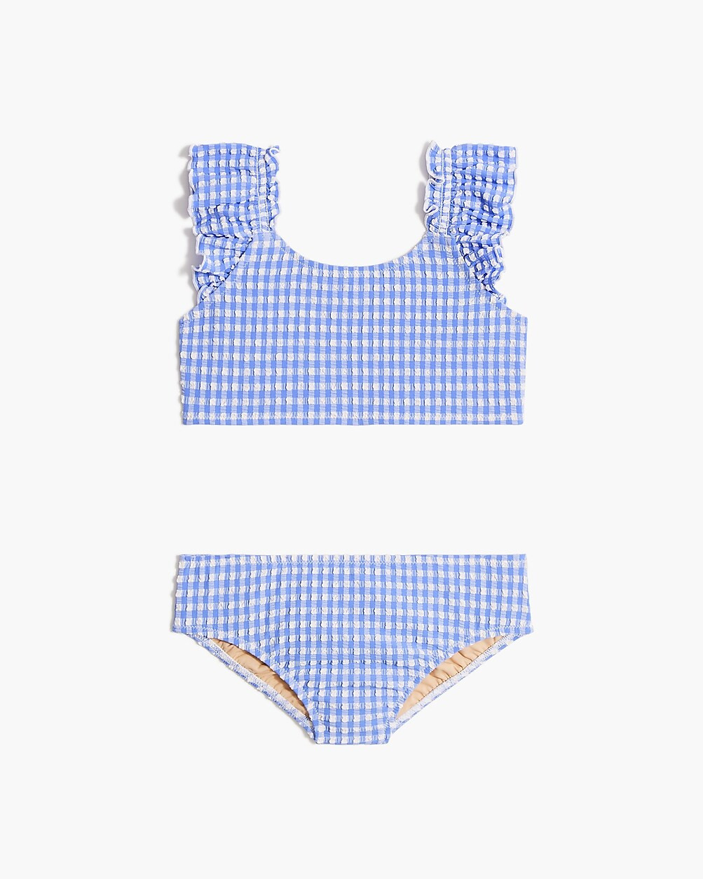 Girls' seersucker ruffle-strap bikini set | J.Crew Factory