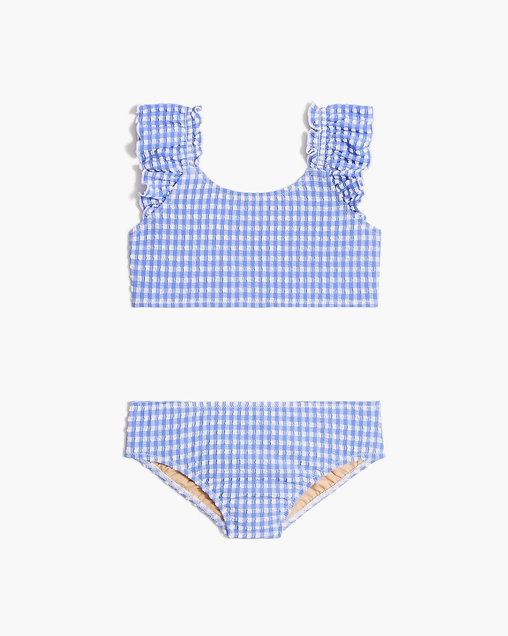 Girls' seersucker ruffle-strap bikini set | J.Crew Factory