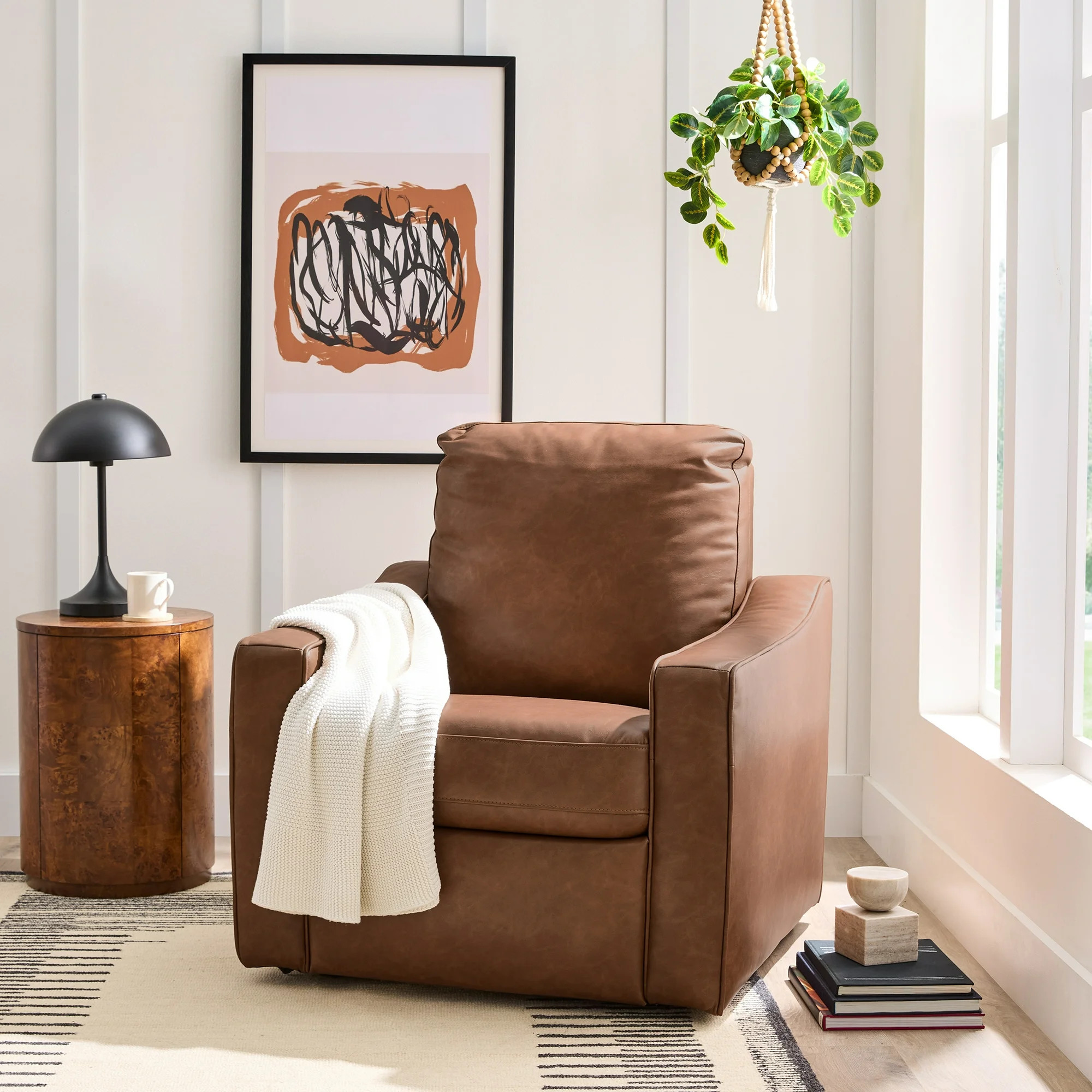 Better Homes & Gardens Allen Push-Button Power Recliner Chair, Cocoa Faux Leather | Walmart (US)