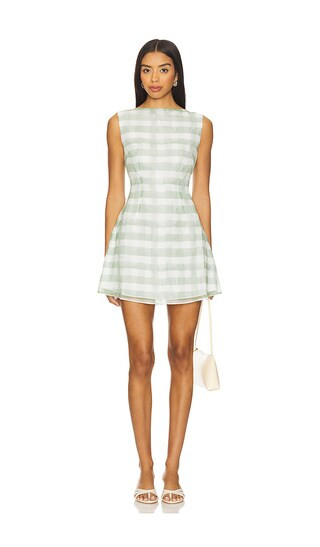 Tallin Mini Dress in Green Gingham | Revolve Clothing (Global)