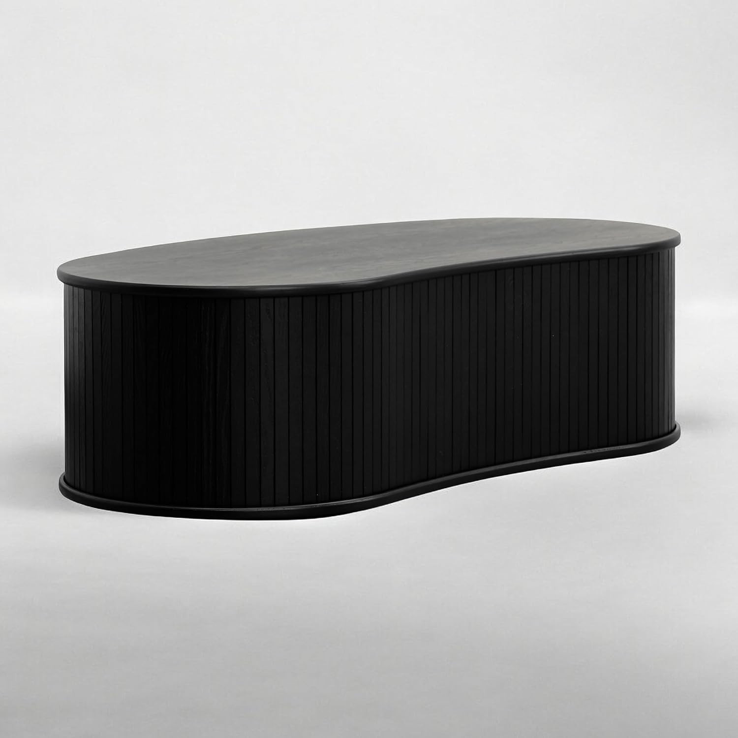 Ripple Coffee Table Modern Oval Wooden Center Table with Vertical Groove Design, Stylish Living Room Decor, Contemporary Minimalist Style for Home and Office, Effortless Assembly, Burnt Black | Amazon (US)
