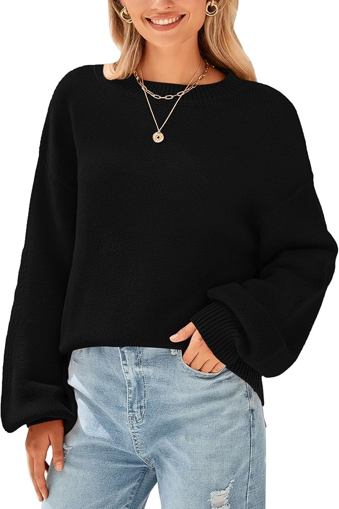 PRETTYGARDEN Women's 2024 Winter Chunky Knit Sweater Casual Long Lantern Sleeve Crewneck Pullover... | Amazon (US)