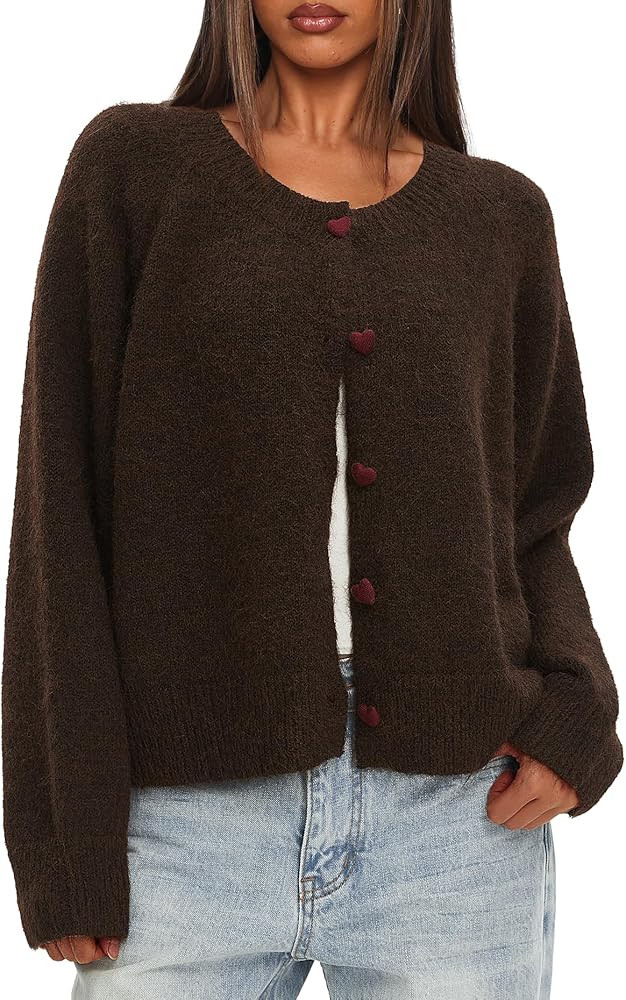 Darong Womens Cardigan Sweaters 2025 Button Down Long Sleeve Knit Sweater Y2k Fall Outfits Fashio... | Amazon (US)