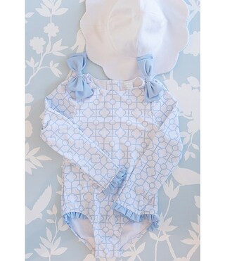 x The Broke Brooke Baby Girls Newborn-24 Months Camille Trellis Print Bow Shoulder Detail One Pie... | Dillard's