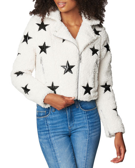 Blank NYC Northern Stars Faux-Sherpa Moto Jacket | Neiman Marcus