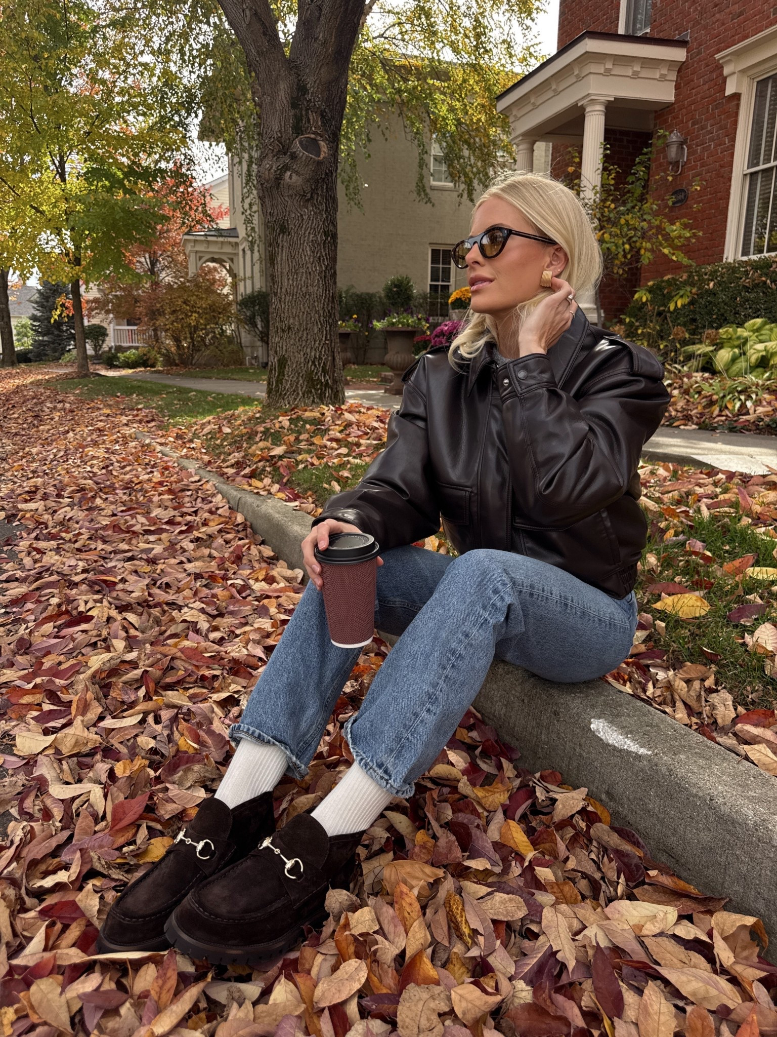 Wearing a small in sweater (heather dove ash), medium in jacket (rich mocha brown), 25 in jeans (navigate), shoes are tts (they are $$$, linked similar)! Kathleen15 for earrings! #kathleenpost

#LTKStyleTip #LTKShoeCrush #LTKSeasonal