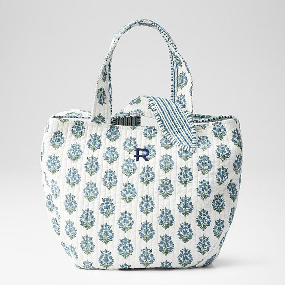 Block Print Quilted Tie Tote | Mark and Graham