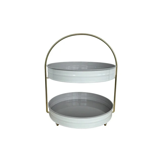Better Homes & Gardens 2-Tone 2-Tier Serving Tray Stand - Grey | Walmart (US)