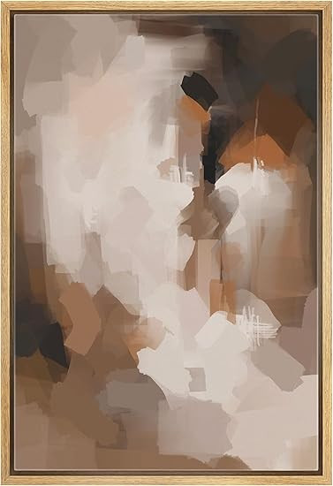 SIGNWIN Framed Canvas Print Wall Art Grunge Watercolor Brown Abstract Illustrations Minimalism Co... | Amazon (US)