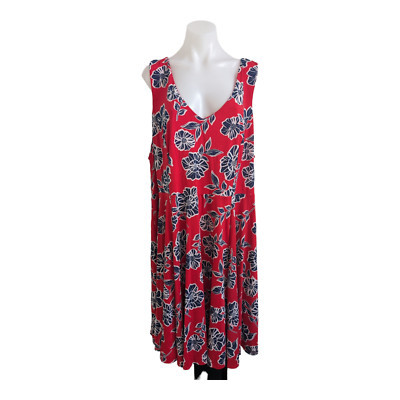 Eva Rose Plus Size 3X Fie & Flare Dress Red Navy Floral V Neck Sleeveless | eBay US