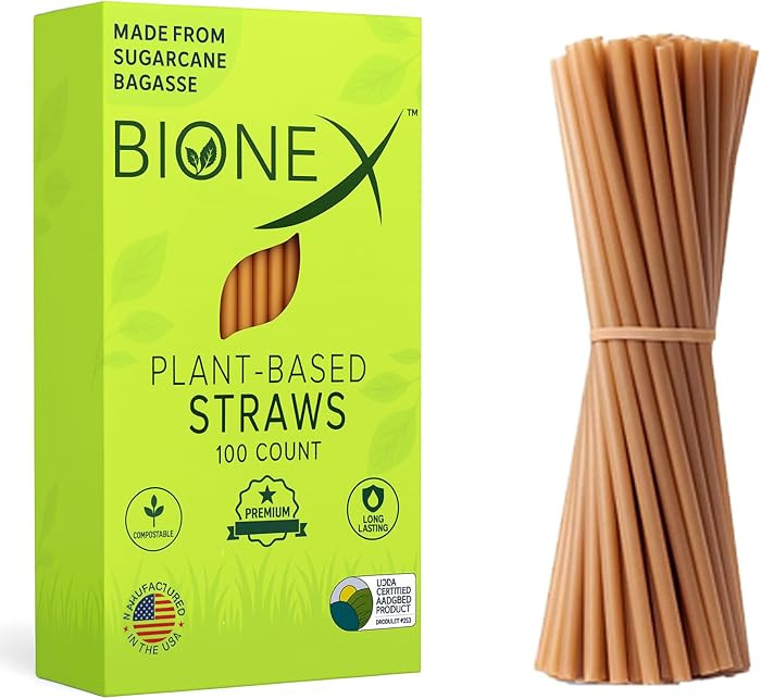 New Biodegradable Sugarcane Straws, (8" Length straw), (100 straws/box) Alternative to Plastic | Amazon (US)