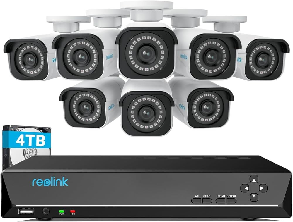 REOLINK 4K Security Camera System, RLK16-800B8 8pcs H.265 PoE Wired with Person Vehicle Detection... | Amazon (US)
