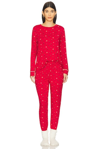 Gisele Printed Crew Pj Set in Nutcracker Holly Red & Ivory | Revolve Clothing (Global)