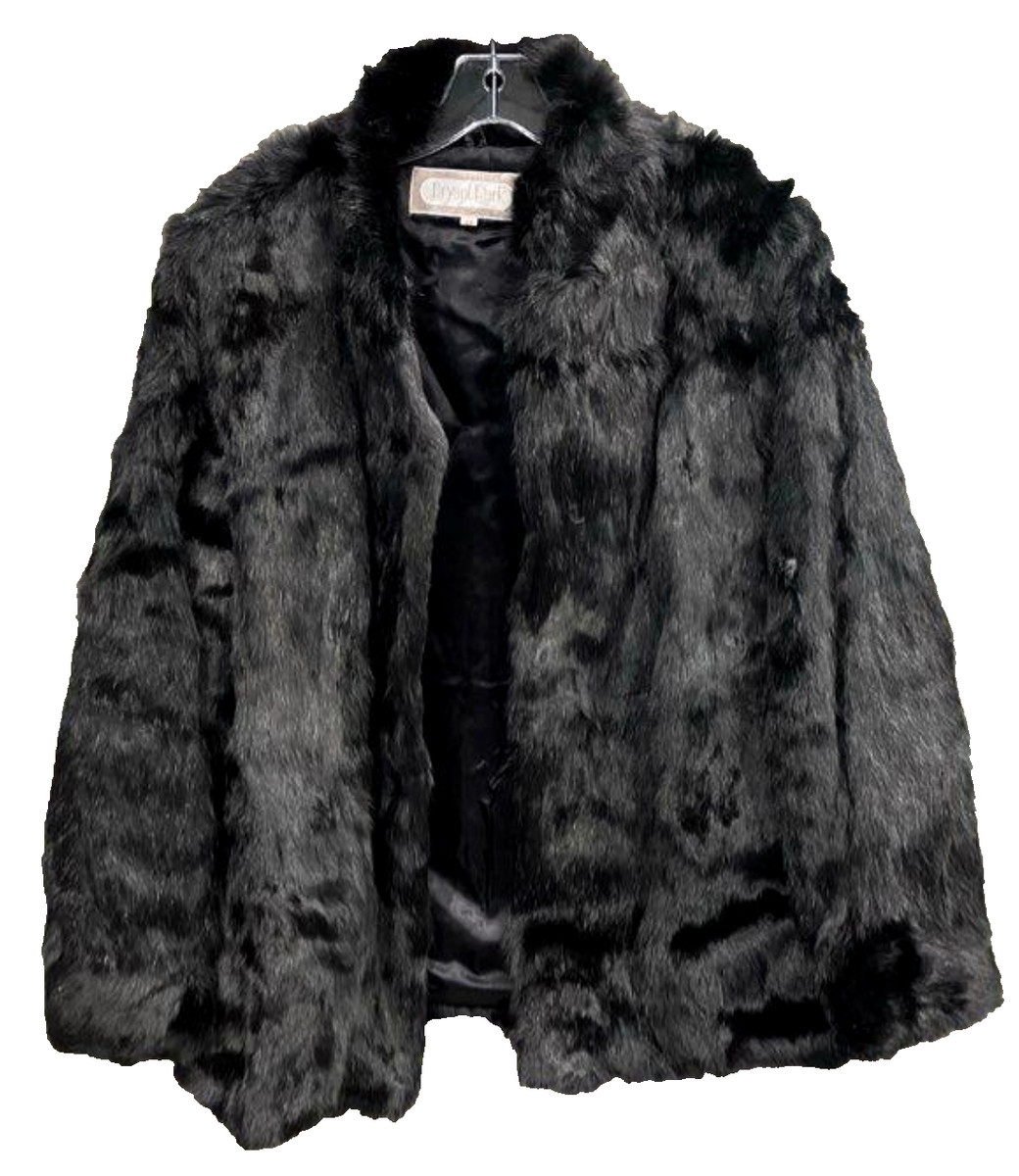 Vintage 100% Pure Rabbit Fur Coat Black Jacket Bryan Park Women’s Size L  Black | eBay US