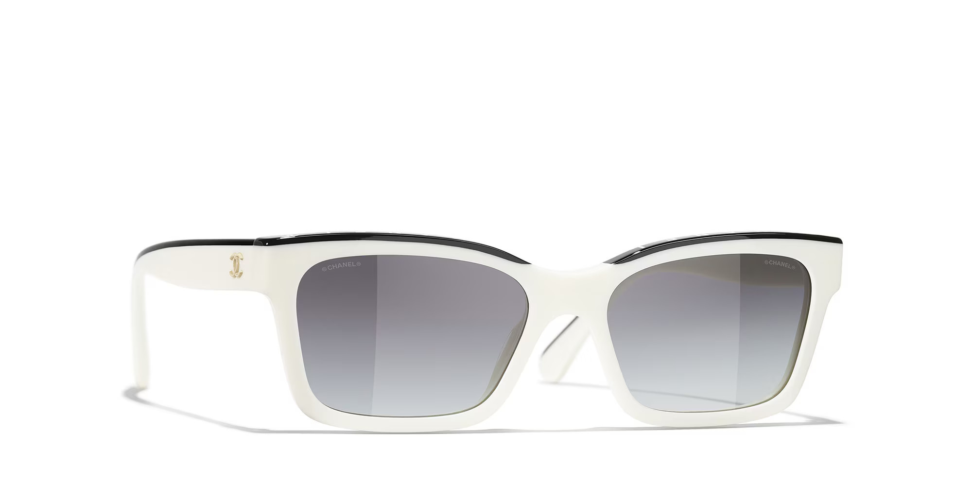 Chanel Woman Sunglass Square Sunglasses CH5417 - Frame color: White, Lens color: Grey | Sunglass Hut EU