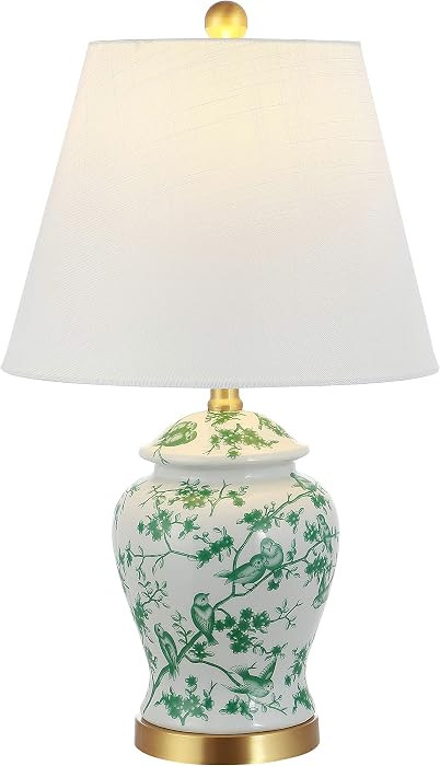 JONATHAN Y 22" White/Green Ceramic Table Lamp, French Country Chinoiserie Ginger Jar LED Bedside ... | Amazon (US)
