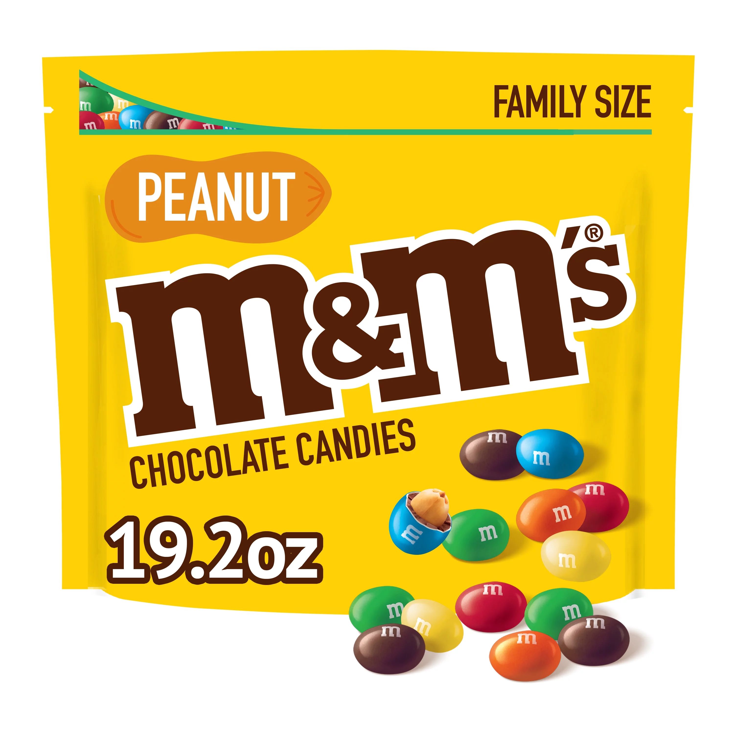 M&M's Peanut Milk Chocolate Candy, Family Size - 19.2 oz Bag - Walmart.com | Walmart (US)