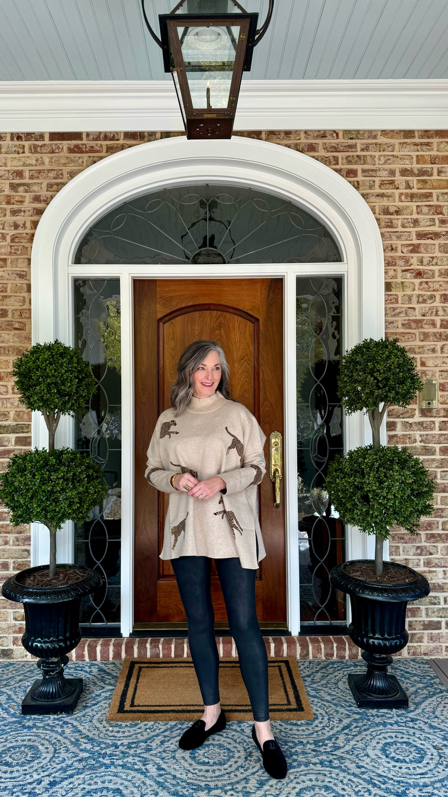 LOVE this sweater! I am wearing a medium, but a small would have been better. Regardless, it is cozy and long enough to wear with leggings. I’m close to 5-6 and like the petite length in the leggings. Birdies are my favorite flats! 

#birdies #avara #spanx 

#LTKstyletip #LTKover40 #LTKSeasonal