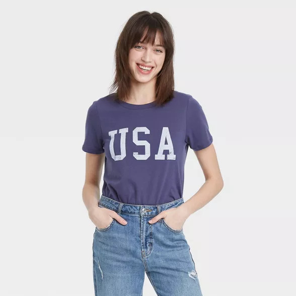 Women's USA Short Sleeve Graphic T-Shirt - Blue | Target