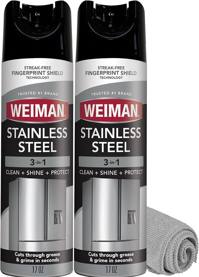 Weiman Stainless Steel Cleaner & Polish, 2 Pack Aerosol, Anti Fingerprint Spray Stainless Steel C... | Amazon (US)