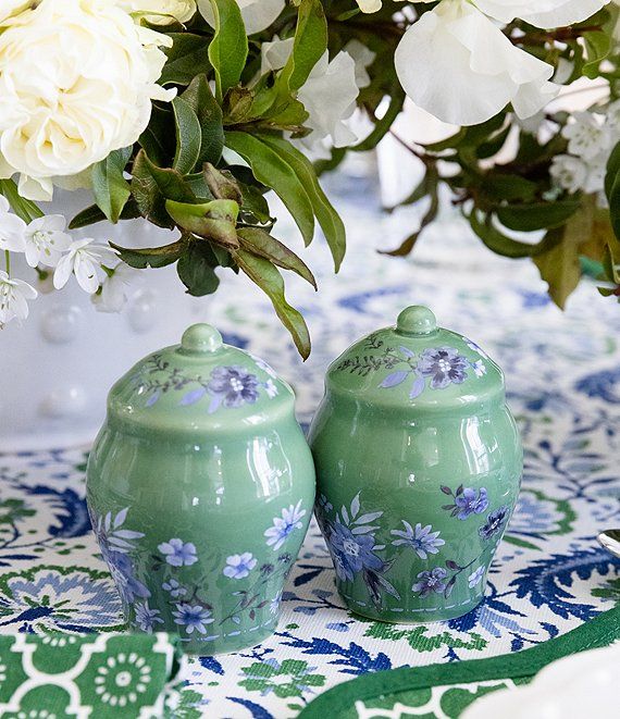 x Mrs. Southern Social Green Floral Salt & Pepper Set | Dillards