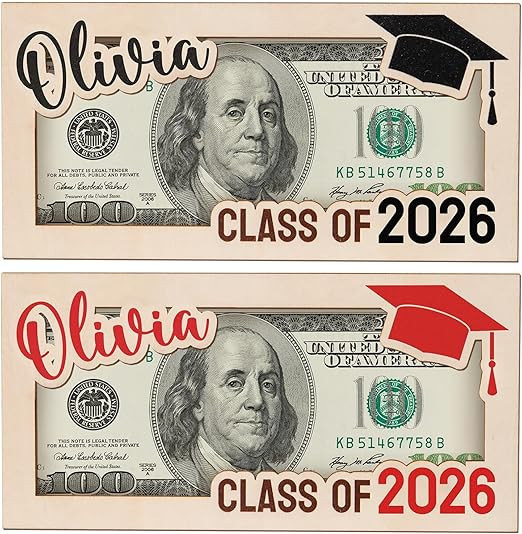 2026 Graduation Money Holder Personalized with Name, Laser Engraved Wooden Gift Box for Cash, Car... | Amazon (US)