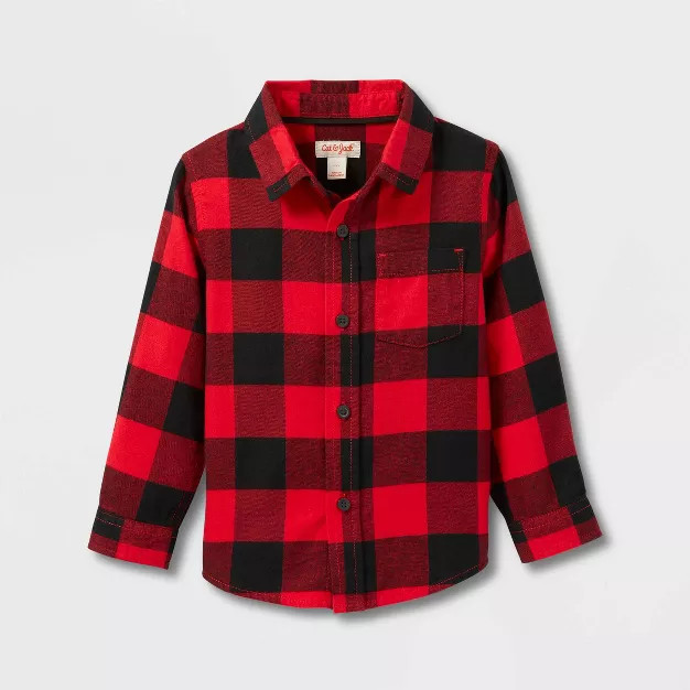 Toddler Boys' Long Sleeve Flannel Button Up Shirt - Cat & Jack™ | Target