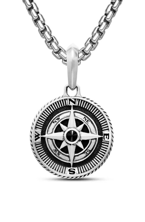 David Yurman Maritime Compass Amulet with Black Diamond in Silver/Black Diamond at Nordstrom | Nordstrom