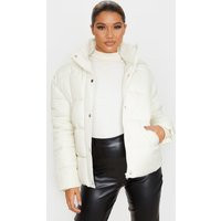 Cream Padded Panel Puffer Hooded Jacket | PrettyLittleThing IE