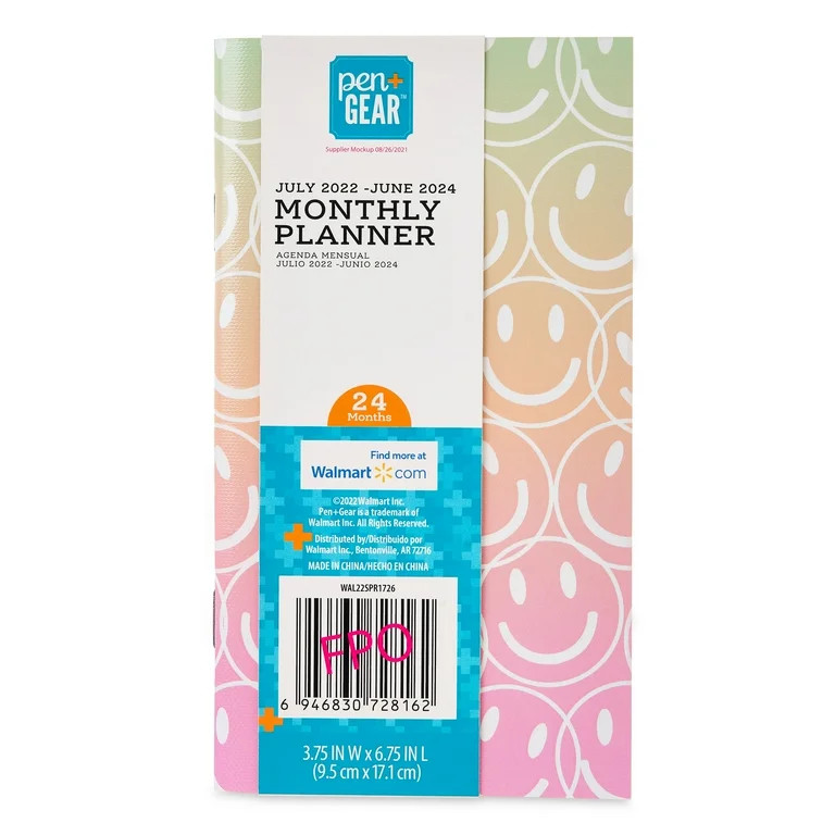 Pen+Gear Monthly Planner, July 2022-June 2024, Smiley Face - Walmart.com | Walmart (US)