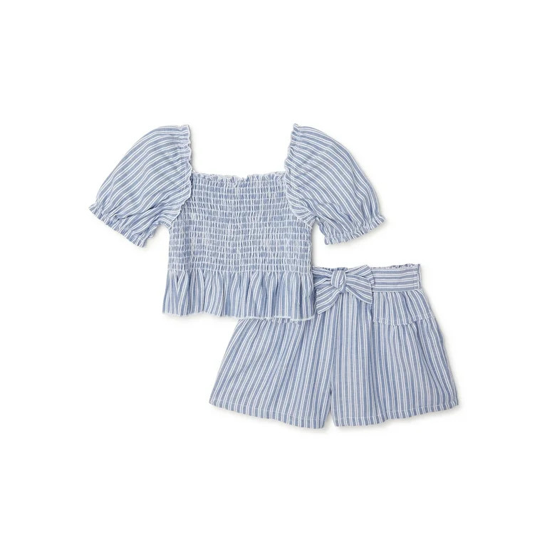 Wonder Nation Baby and Toddler Girls’ Shorts Set, 2-Piece, Sizes 0/3M-5T | Walmart (US)