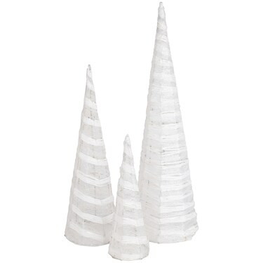 Northlight Glittered Cone Tree Christmas Decoration - 23.5 - White and Silver - Set of 3 | Michae... | Michaels Stores