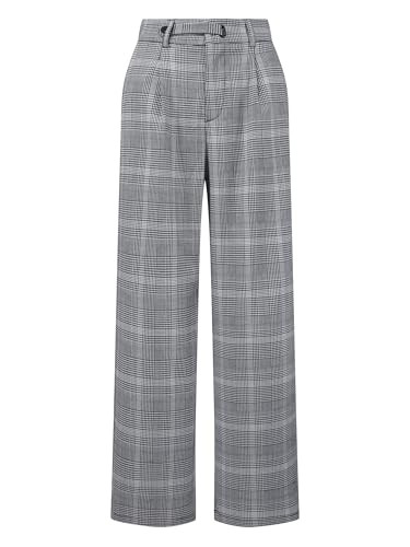Hobemty Women's Plaid Work Pant Vintage Houndstooth Wide Leg Straight Long Trousers Large Brown a... | Amazon (US)