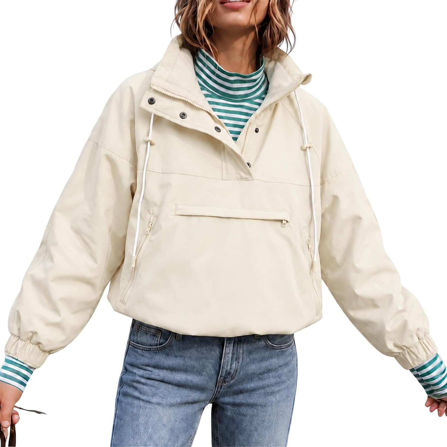 Women's Half-Zip Fleece Lined Pullover Anorak Jacket Fall Winter Outerwear | Amazon (US)