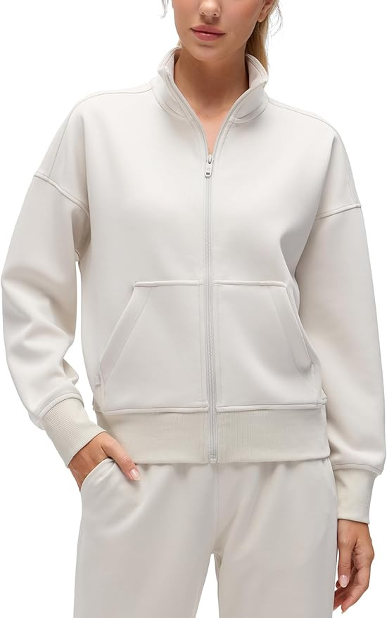 CRZ YOGA SoftAura Full Zip Sweatshirt for Women - Workout Casual Zipper Funnel Neck Sweat Shirts ... | Amazon (US)