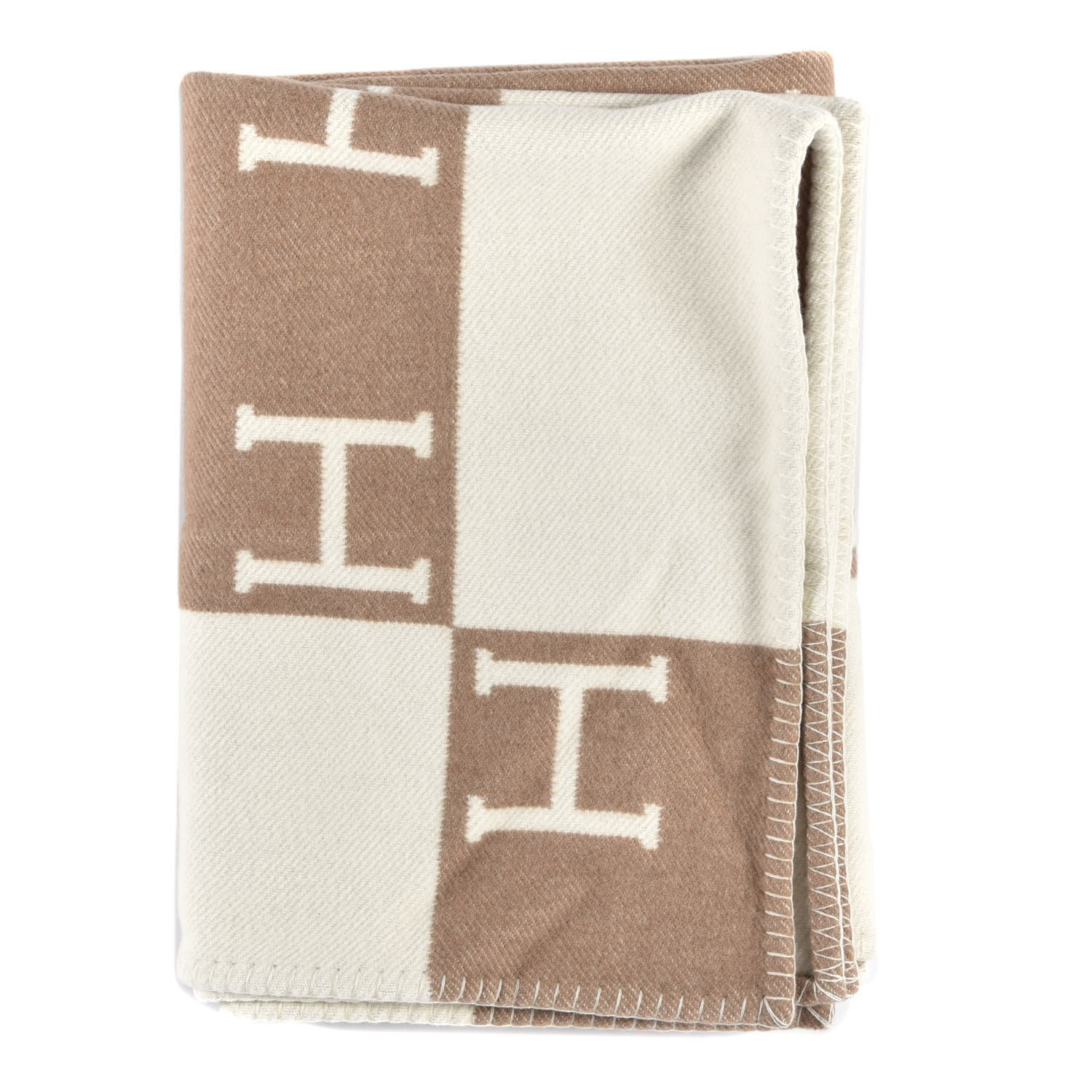 HERMES

Wool Cashmere Avalon Baby Blanket Noisette Moyen White | Fashionphile