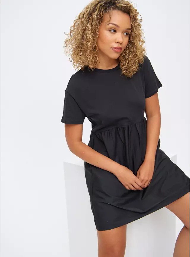 Buy Black Babydoll Mini T-Shirt Dress M | Dresses | Tu | Tu Clothing