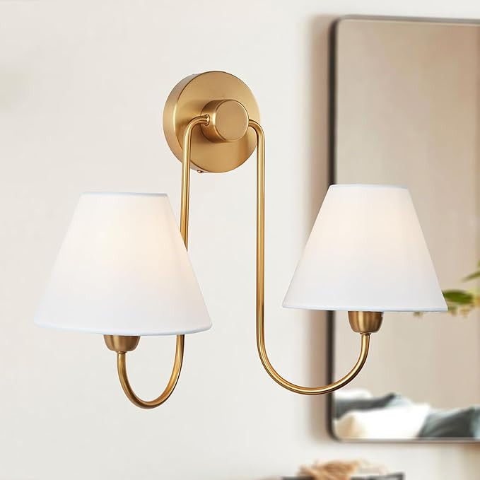 Contemporary Linen Shade Sconce, Stainless Steel, Oil Rubbed Bronze, Brass, White Linen Shade, Da... | Amazon (US)