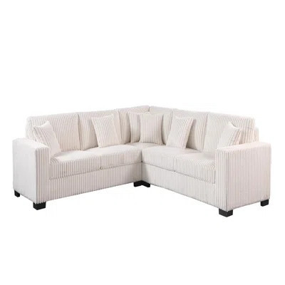 Harwich Cream Corduroy 2-piece Sectional Sofa | Wayfair North America