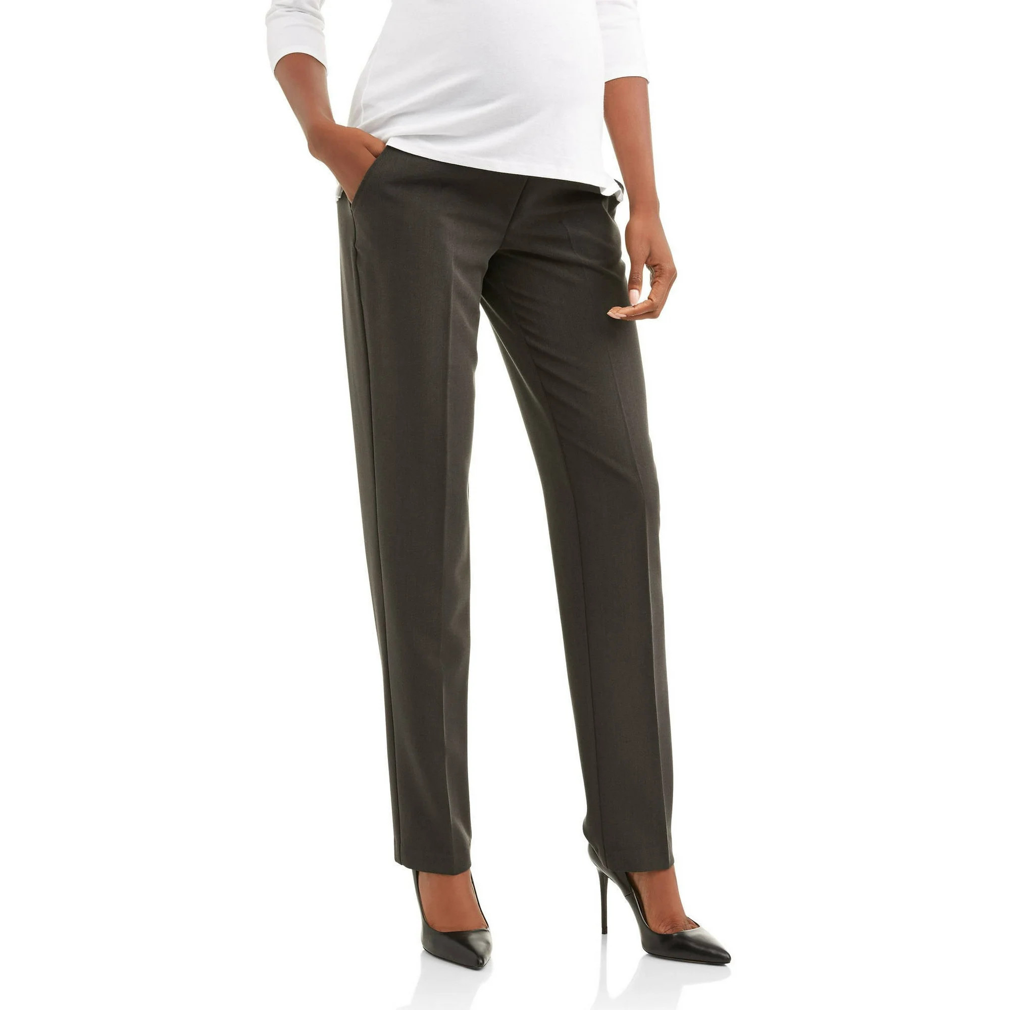 Oh! Mamma Maternity Women's Straight Leg Career Pant with Full Panel (Women's & Women's Plus) | Walmart (US)