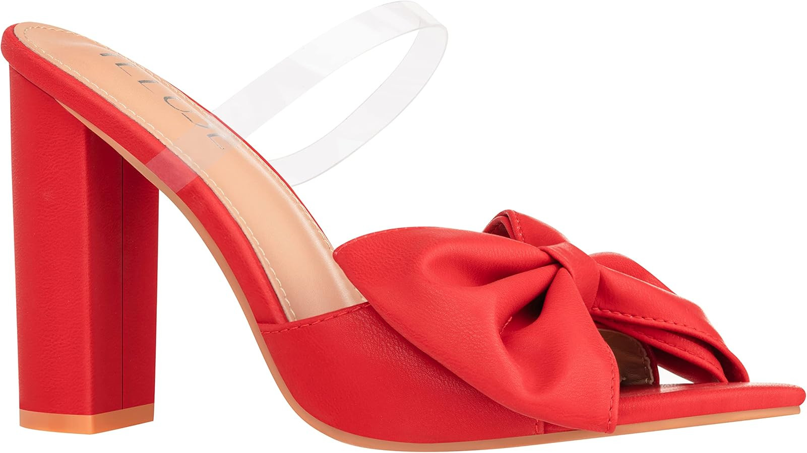 ILLUDE Women’s Chunky Block Heel with Bow Clear Pointed Toe Heeled Sandal Slip On Mule - Rosa | Amazon (US)