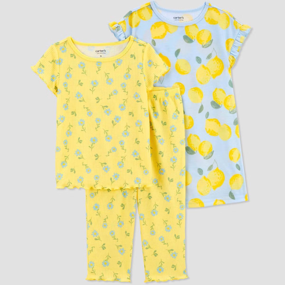 Carter's Just One You® Toddler Girls' Lemon & Floral Printed Pajama Set - Light Blue/Yellow | Target