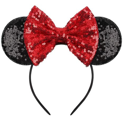 Eisyaa Mouse Ears Bow Headbands, Sequin Minnie Ears Headband Glitter Party Princess Decoration (B... | Amazon (US)